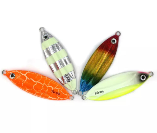 Buy Ocean Cat 1 PC Slow Fall Pitch Fishing Lures Sinking Lead Metal Flat  Jigs Jigging Baits with Hook for Saltwater Fishing 2 Colors 100G Online at  desertcartKUWAIT